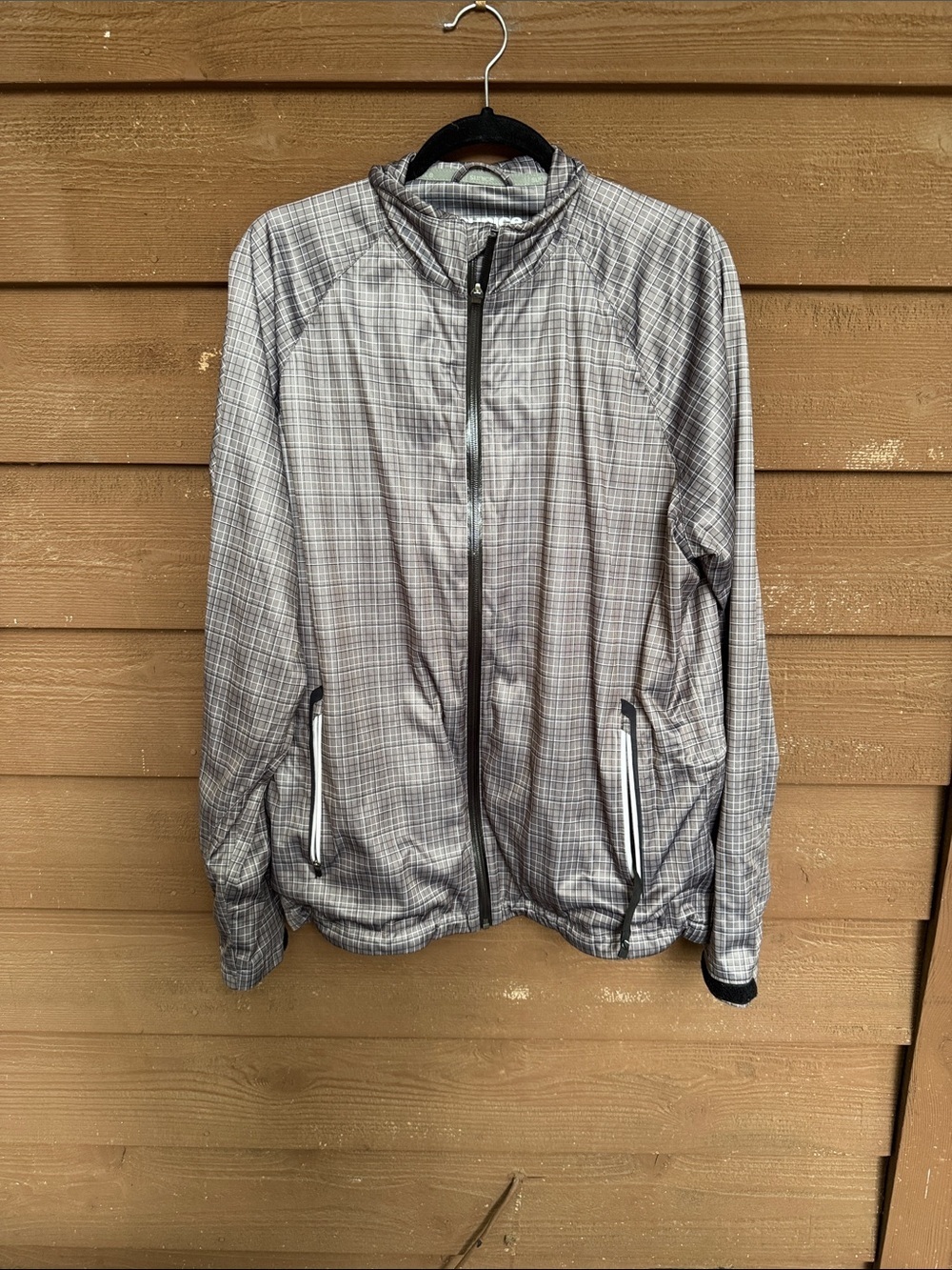 Sunice Men's Gray Plaid Windbreaker Jacket size Large